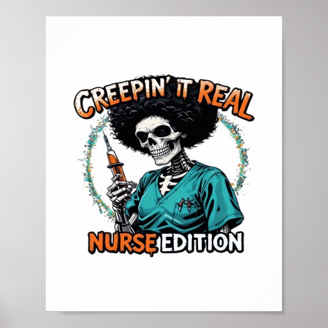 Affiche Halloween Creepin It Real! Édition infirmière clas (Devant)
