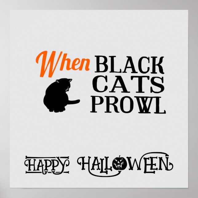 Affiche Halloween Cute Funny Whimsical Black Cat (Devant)
