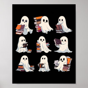 Affiche Halloween Cute Ghost Lire plus Livres Éffrayant Bo