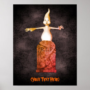 Affiche Halloween Cute Ghost Tombstone Personnalisé