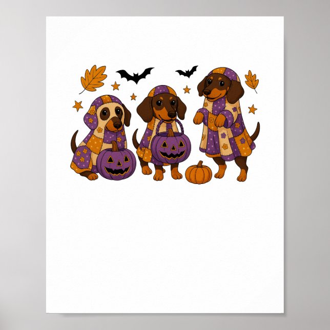 Affiche Halloween Dachshund Chien Ghost (Devant)