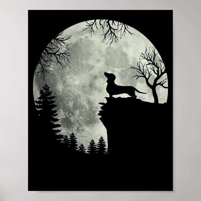 Affiche Halloween Dachshund Et Lune (Devant)