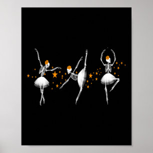 Affiche Halloween Danser Squelette Ballerina Ballet Femmes
