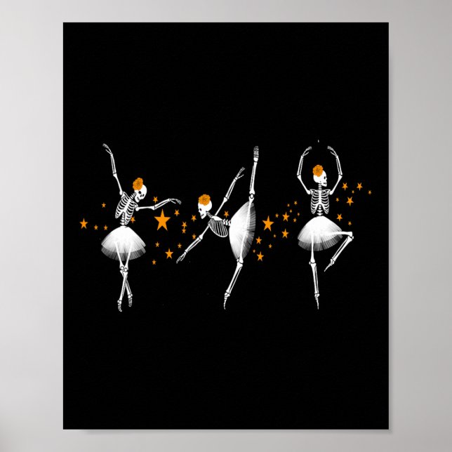 Affiche Halloween Danser Squelette Ballerina Ballet Femmes (Devant)