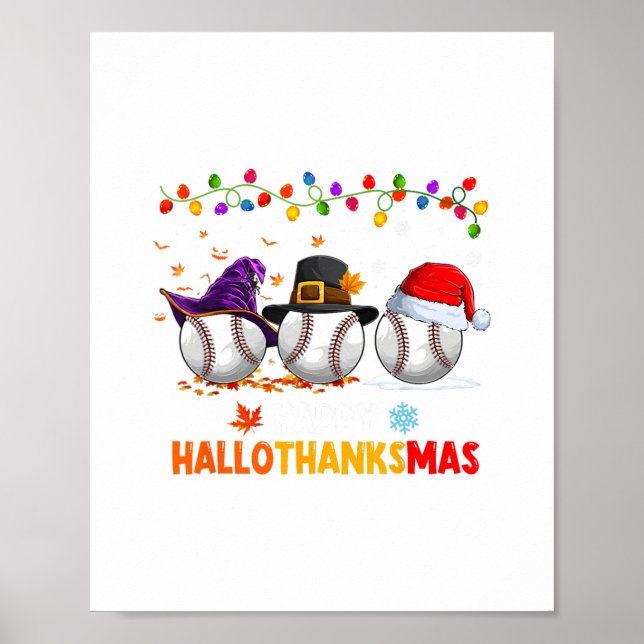 Affiche halloween de baseball thansgiving noël hallotha (Devant)