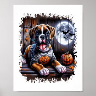 Affiche Halloween de chien de boxe