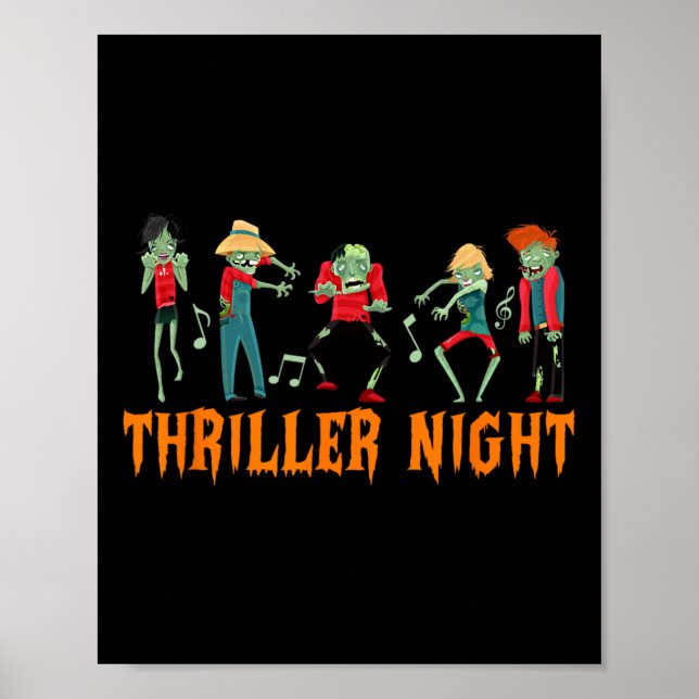 Affiche Halloween de la nuit de thriller danser Zombie (Devant)