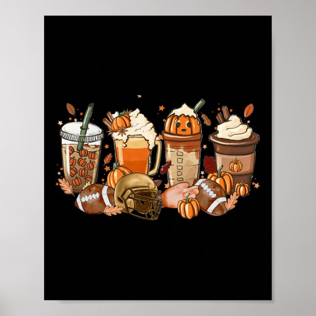 Affiche Halloween de la saison citrouille de latte d'épice (Devant)