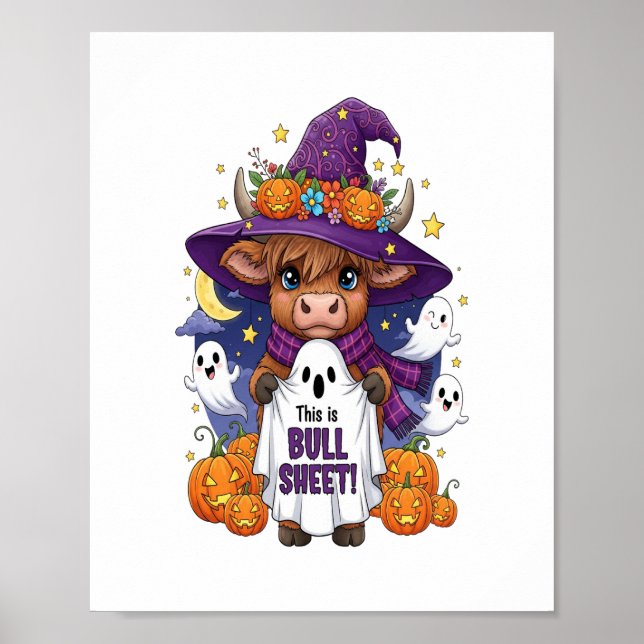 Affiche Halloween de la vache des Highlands (Devant)