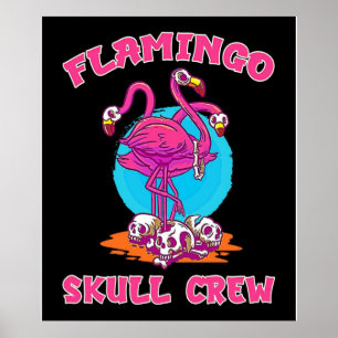 Affiche Halloween de l'équipage du crâne Flamant rose Am