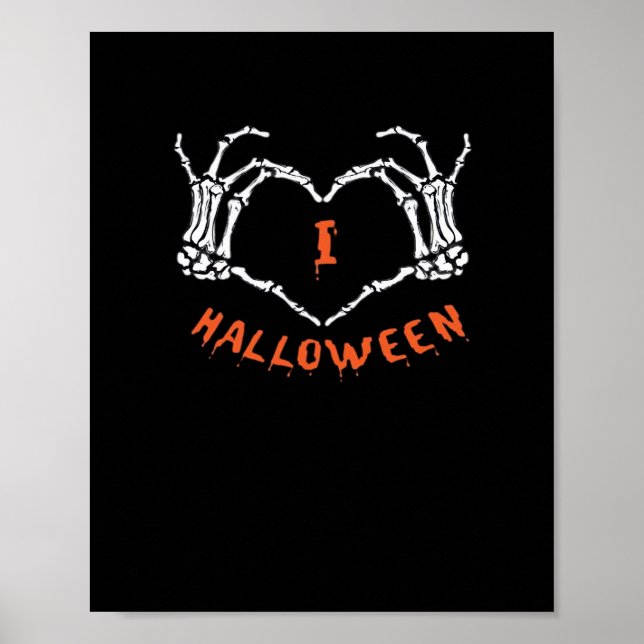 Affiche Halloween de Slogan. Geste Cardiaque En Squelette (Devant)
