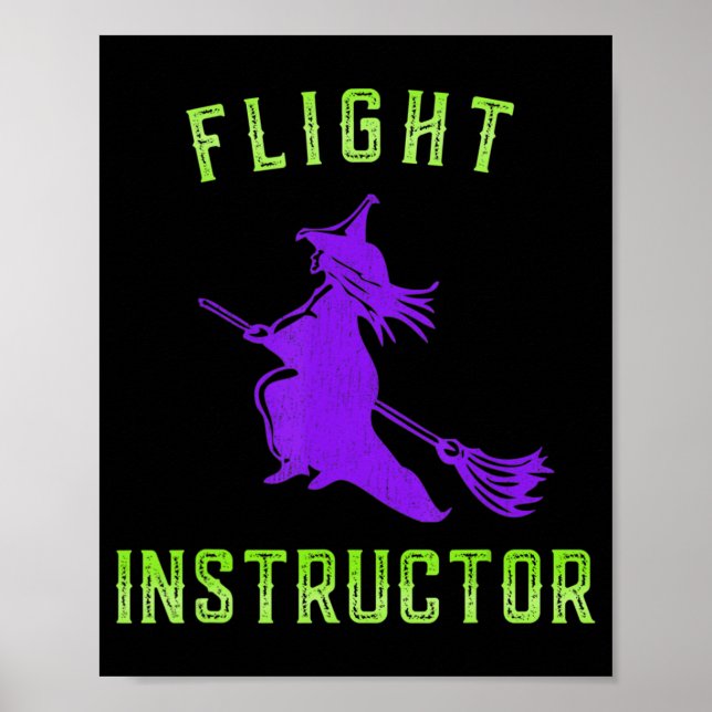 Affiche Halloween de sorcière instructeur de vol (Devant)