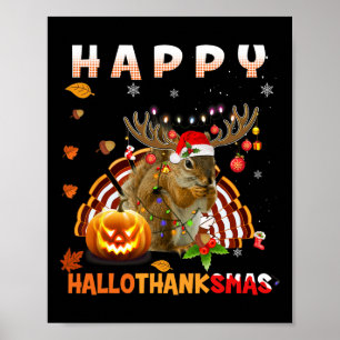 Affiche Halloween D'Écureuil Et Joyeux Noël Happy Hallo