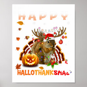Affiche Halloween D'Écureuil Et Joyeux Noël Happy Hallo