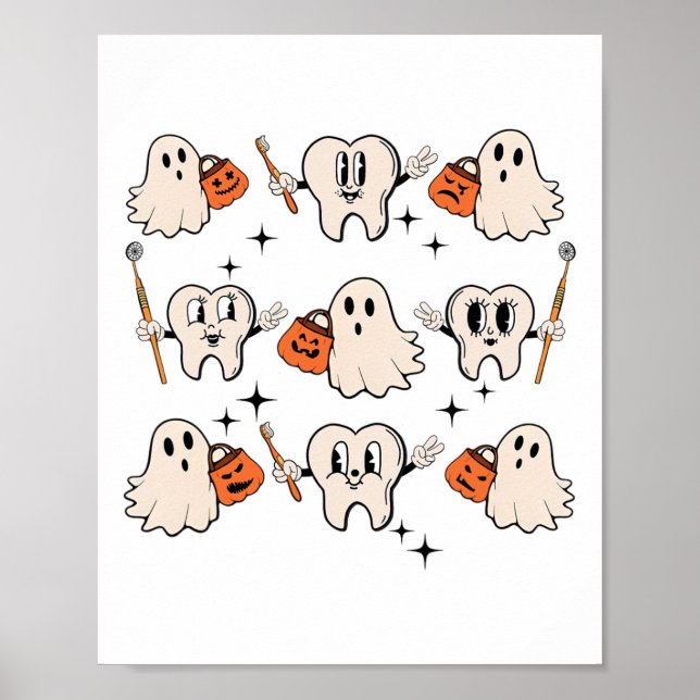 Affiche Halloween Dentiste Dental Dental Teintures Ghost P (Devant)