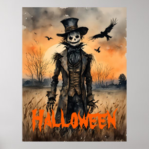 Affiche Halloween déplaisante de la truie et des corbeaux