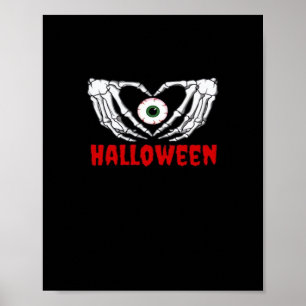 Affiche Halloween des yeux - Squelette Mains Coeur