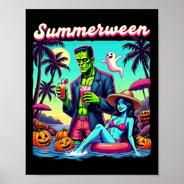 Affiche Halloween d'été Zombie Frankenstein Boo Ghost (Devant)