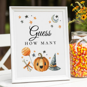 Affiche Halloween "Devinez combien" jeu de Baby shower