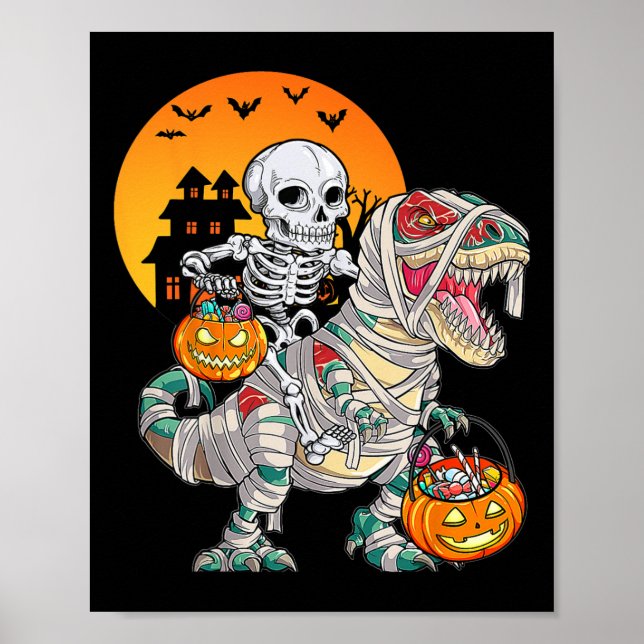 Affiche Halloween Dinosaure Squelette T Rex Épouvantable G (Devant)