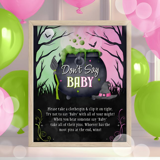 Affiche Halloween Don't Say Baby Baby Shower Game Sign (Créateur téléchargé)