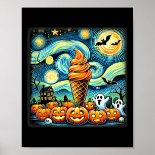 Affiche Halloween du cône de crème glacée de nuit