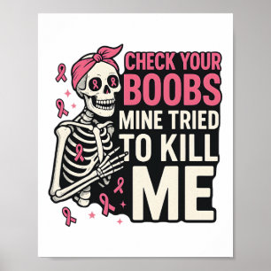Affiche Halloween du crâne Vérifiez votre cancer du sein d