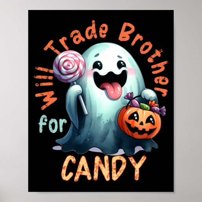 Affiche Halloween Échangera Frère Contre Bonbons Fantôme E (Devant)