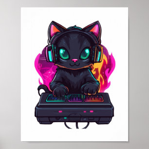 Affiche Halloween Éffrayant Gamer Cat