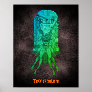 Affiche Halloween effrayant Goblin Tombstone Personnalisé