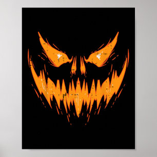 Affiche Halloween Éffrayant Jack-o'-lantern Face Citrouill