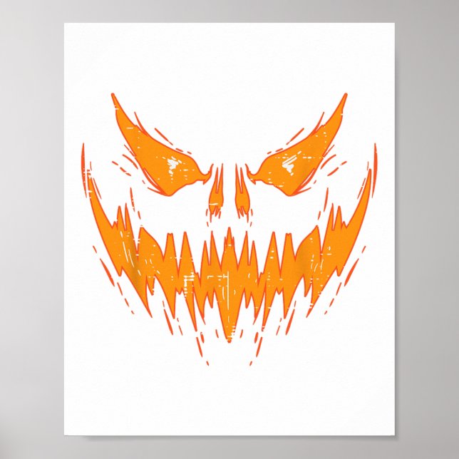 Affiche Halloween Éffrayant Jack-o'-lantern Face Citrouill (Devant)
