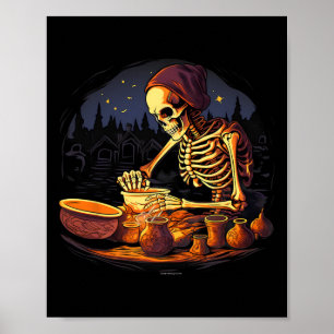 Affiche Halloween Éffrayant Squelette Argile fabricant de