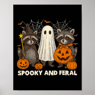 Affiche Halloween éffrayante Et Férale Cute Ghost Raccoon
