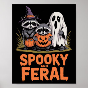 Affiche Halloween éffrayante Et Férale Ghost Raccoon Oposs