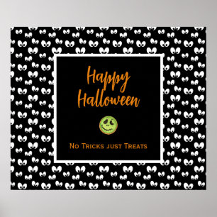 Affiche Halloween éffrayants yeux vert cookie pas de tours