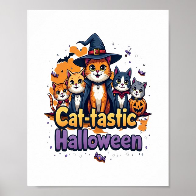 Affiche Halloween en chats (Devant)