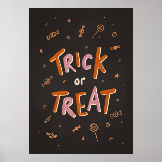 Affiche Halloween enfants tricher ou traiter l'impression  (Devant)