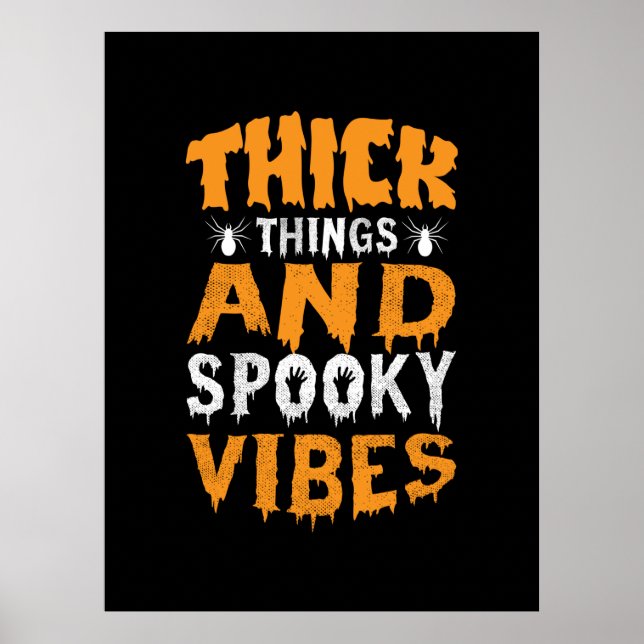 Affiche Halloween Épais Et Vibes Éffrayantes Anniversaire (Devant)