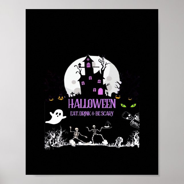 Affiche Halloween Épouvantable Manger Boire Et Être Effray (Devant)