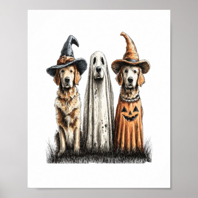 Affiche Halloween fantôme Golden Retriever Chien (Devant)