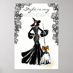 Affiche halloween fashionillustration avec dentelle noire