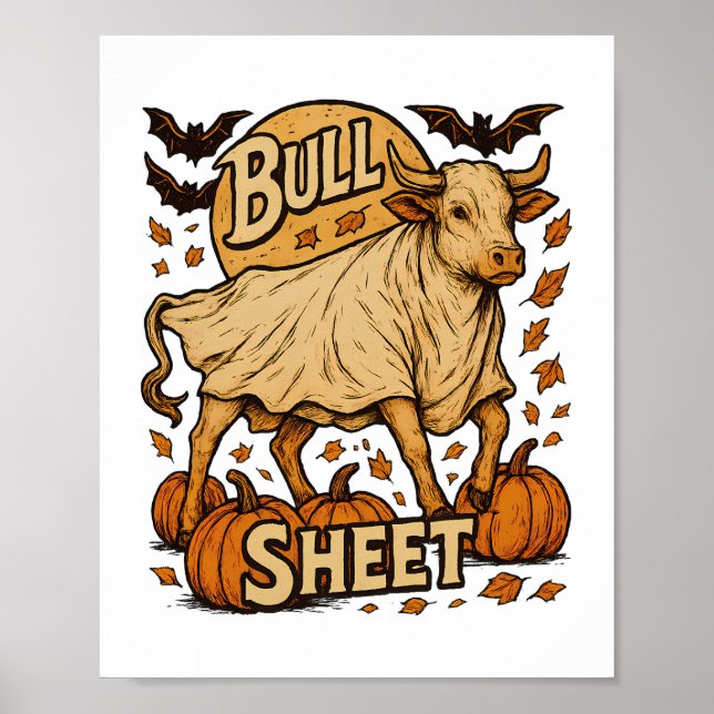 Affiche Halloween feuille de taureau de vache (Devant)