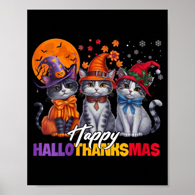 Affiche Halloween Filles Thanksgiving Christmas Happy Hall (Devant)