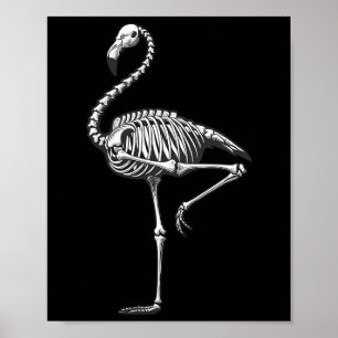 Affiche Halloween Flamant rose squelette