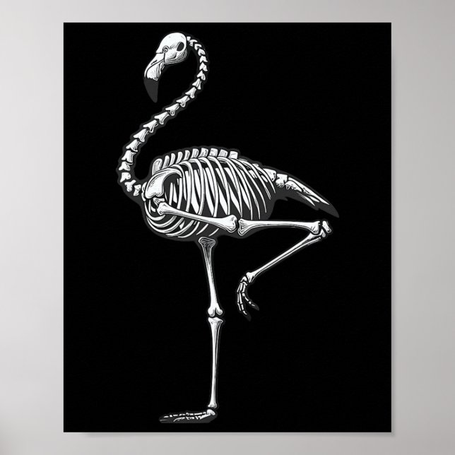Affiche Halloween Flamant rose squelette (Devant)