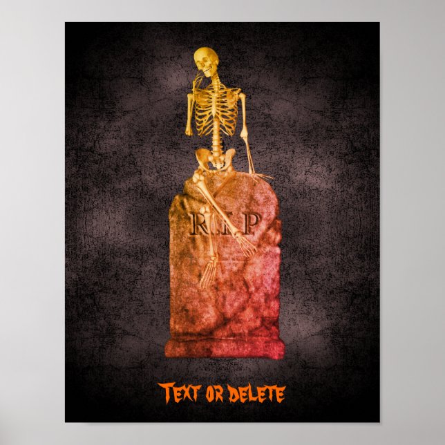 Affiche Halloween Funny Skeleton Tombstone Personnalisé (Devant)