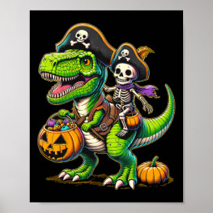 Affiche Halloween Funny T Rex Dinosaur Pirate Boys Trick T