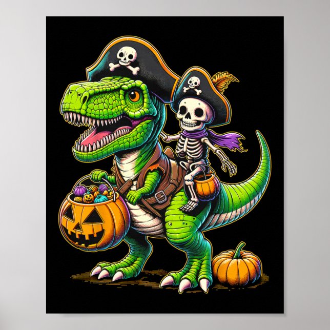 Affiche Halloween Funny T Rex Dinosaur Pirate Boys Trick T (Devant)