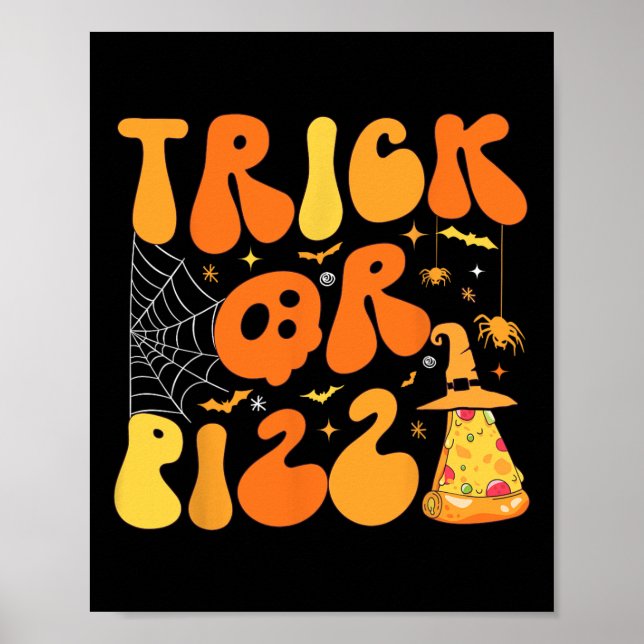 Affiche Halloween Funny Trick ou Pizza Scandale Ghost Deco (Devant)